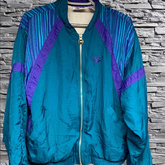 Vintage Women’s Reebok Windbreaker Track Jacket Purple & Blue Grape Size Large - Picture 3 of 6